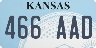 KS license plate 466AAD