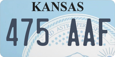 KS license plate 475AAF