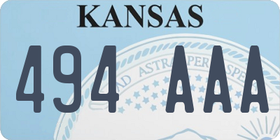 KS license plate 494AAA