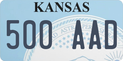 KS license plate 500AAD