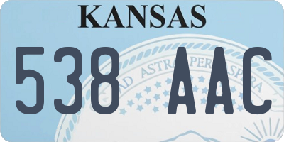 KS license plate 538AAC