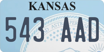 KS license plate 543AAD