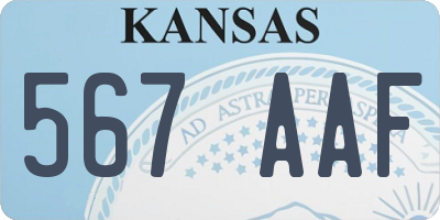 KS license plate 567AAF