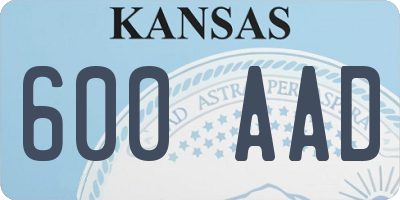 KS license plate 600AAD