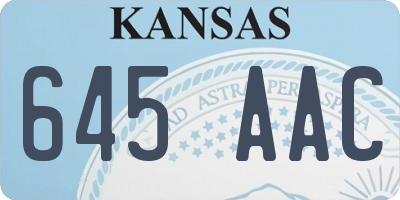 KS license plate 645AAC