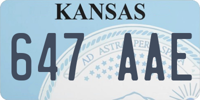 KS license plate 647AAE
