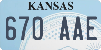KS license plate 670AAE