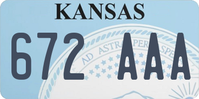 KS license plate 672AAA