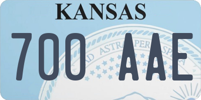 KS license plate 700AAE