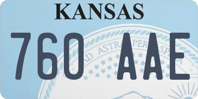 KS license plate 760AAE