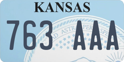 KS license plate 763AAA