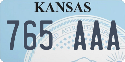 KS license plate 765AAA
