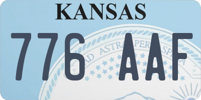KS license plate 776AAF
