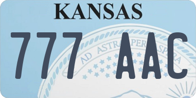 KS license plate 777AAC