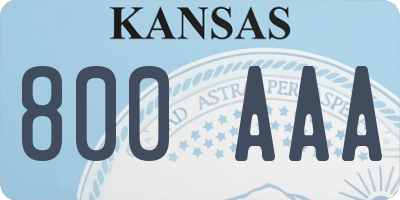 KS license plate 800AAA
