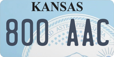 KS license plate 800AAC