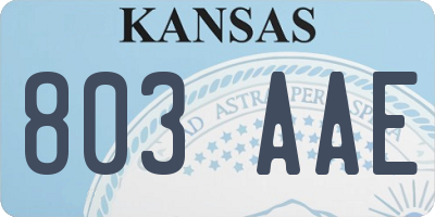 KS license plate 803AAE