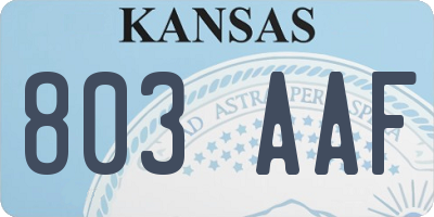 KS license plate 803AAF
