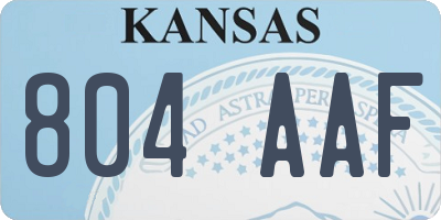 KS license plate 804AAF