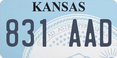 KS license plate 831AAD