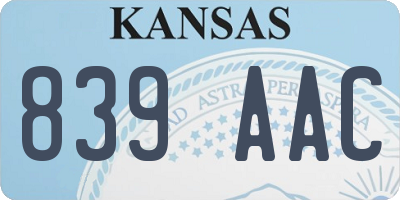 KS license plate 839AAC
