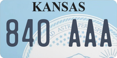 KS license plate 840AAA
