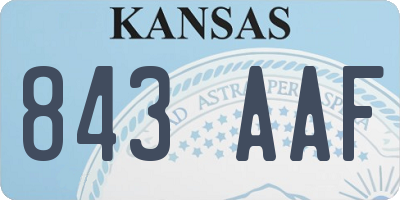 KS license plate 843AAF