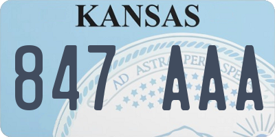 KS license plate 847AAA