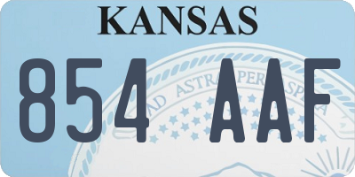 KS license plate 854AAF