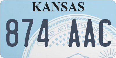 KS license plate 874AAC