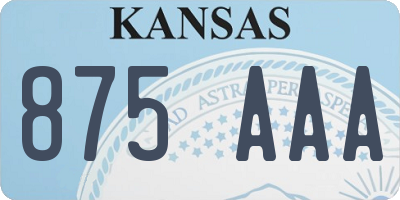 KS license plate 875AAA