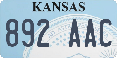 KS license plate 892AAC