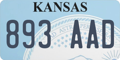 KS license plate 893AAD