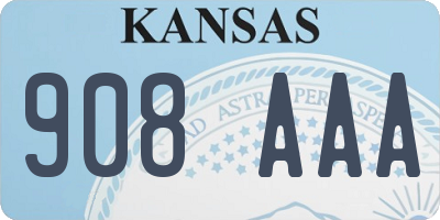 KS license plate 908AAA