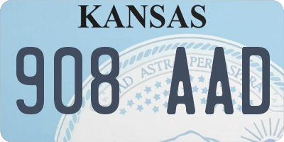 KS license plate 908AAD