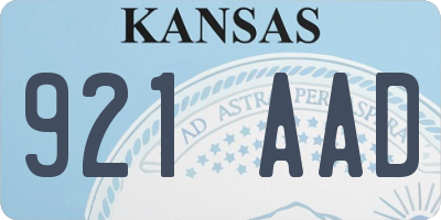 KS license plate 921AAD