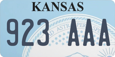 KS license plate 923AAA