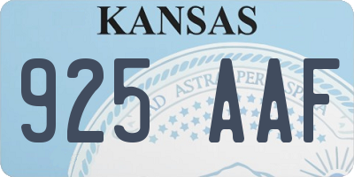 KS license plate 925AAF