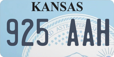 KS license plate 925AAH