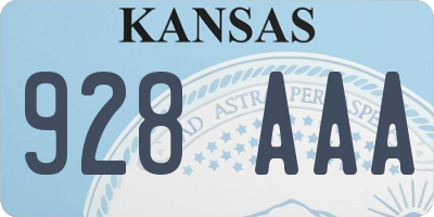 KS license plate 928AAA