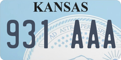 KS license plate 931AAA