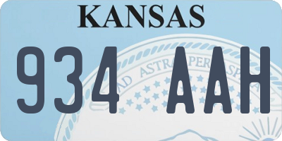 KS license plate 934AAH