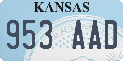 KS license plate 953AAD