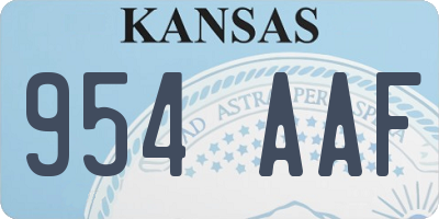 KS license plate 954AAF