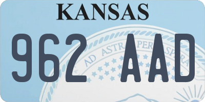 KS license plate 962AAD