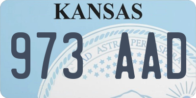 KS license plate 973AAD