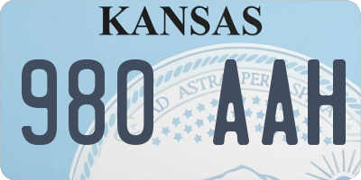 KS license plate 980AAH