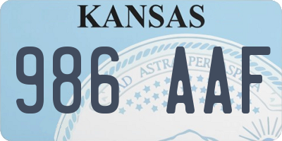 KS license plate 986AAF
