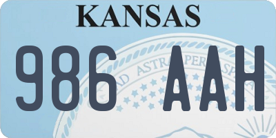 KS license plate 986AAH