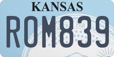 KS license plate ROM839